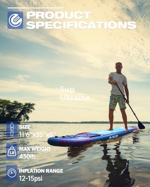 Надувна SUP дошка E-SUP Lake (Для новачків) &mdash; Cтійкій Сап Борд es01 фото